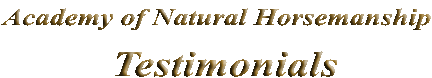 image text Academy of Natural Horsemanship Testimonials